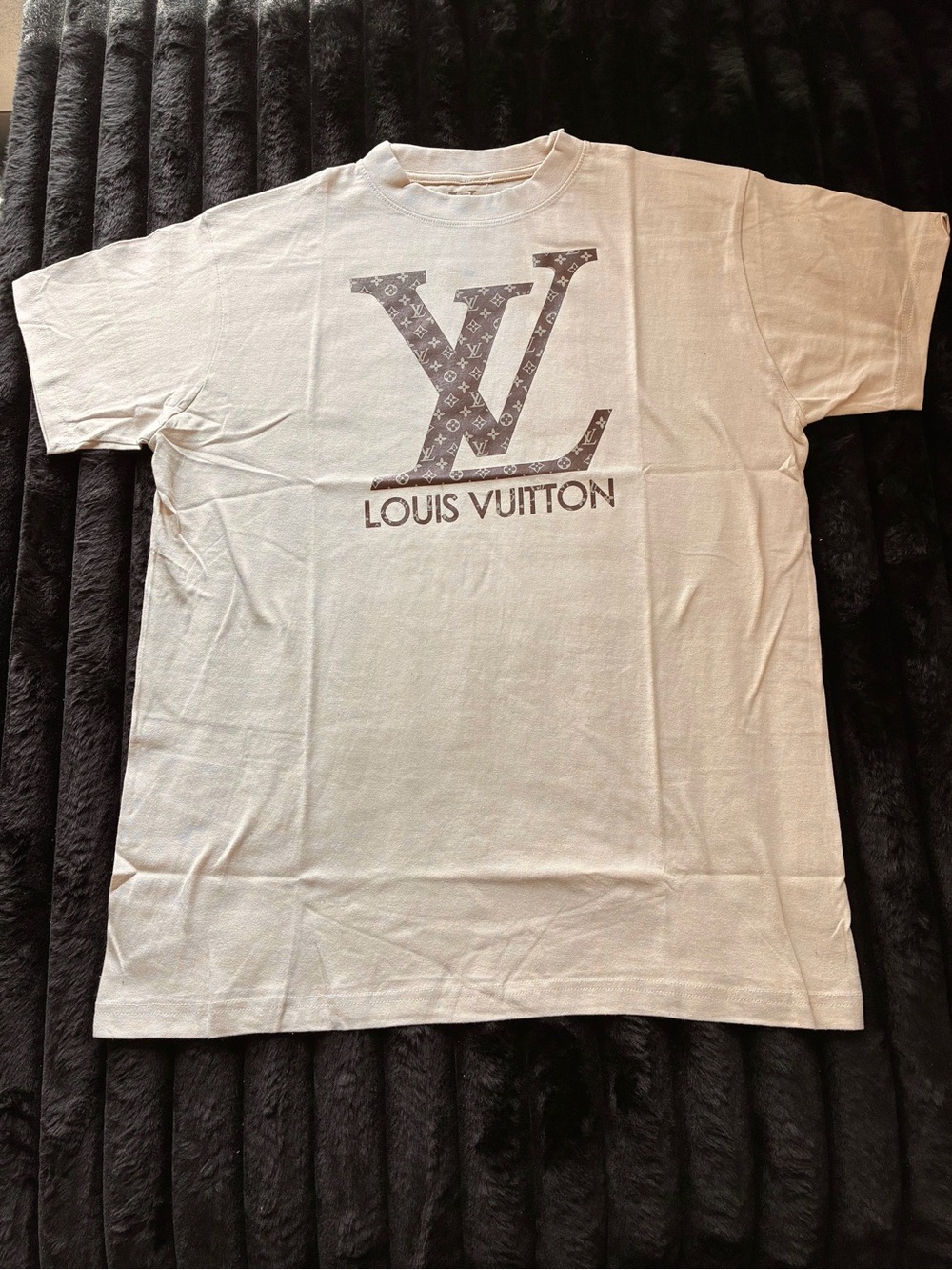 New Luxury LV Off White Cotton Tee Shirt Size L - Picture 2 of 5
